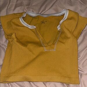 Urban Outfitters Yellow Crop Top with V-Neck